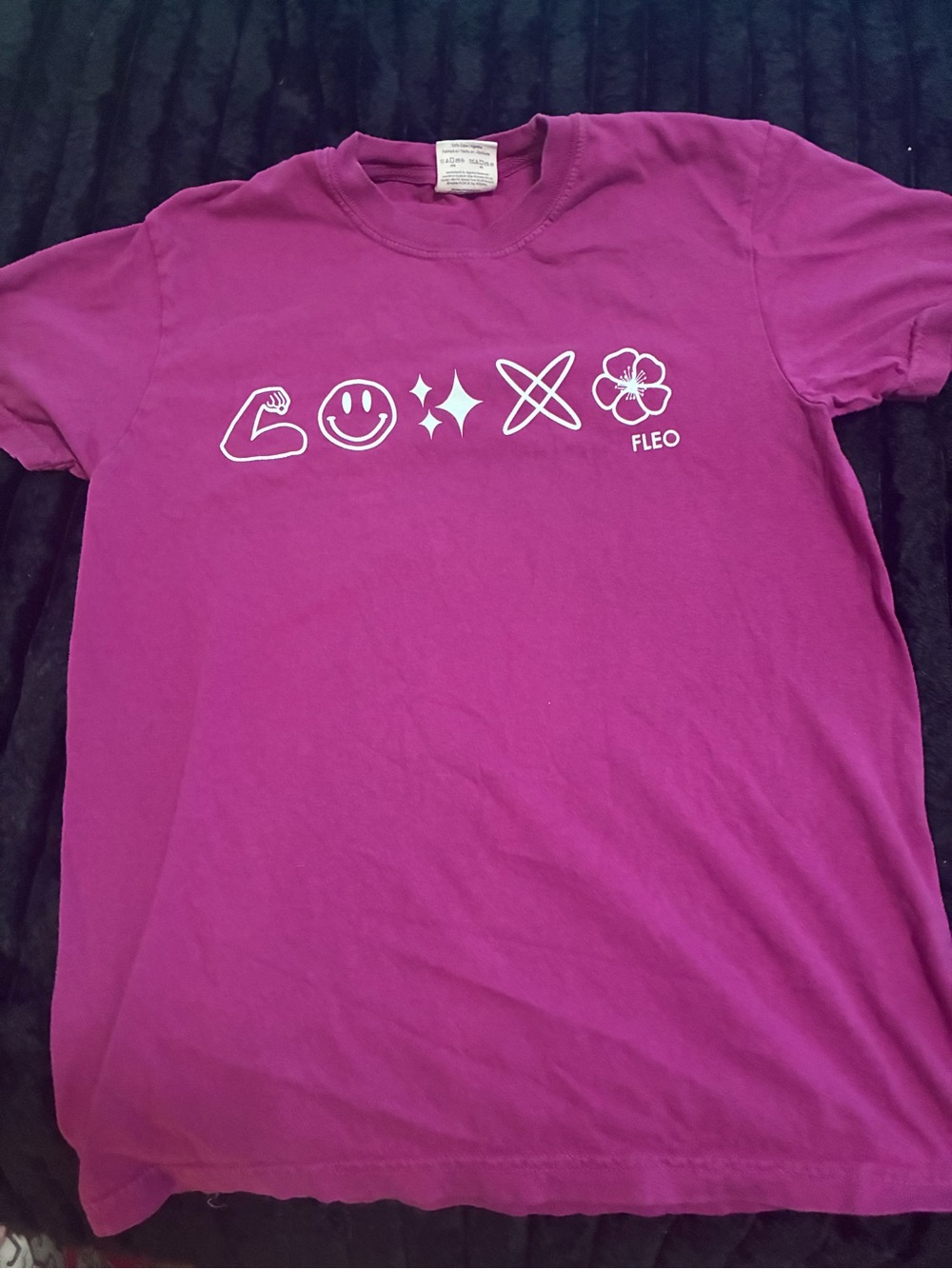 Fleo Magenta Short Sleeve Tee with White Icons